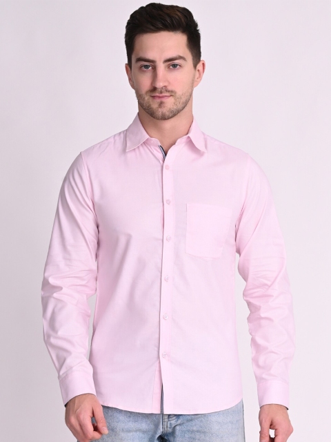 

STROP Men Pink Relaxed Cotton Casual Shirt