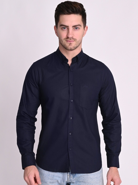 

STROP Men Navy Blue Relaxed Cotton Casual Shirt