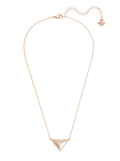 

SWAROVSKI Women Rose Gold Toned & White Triangle Pendant Chain