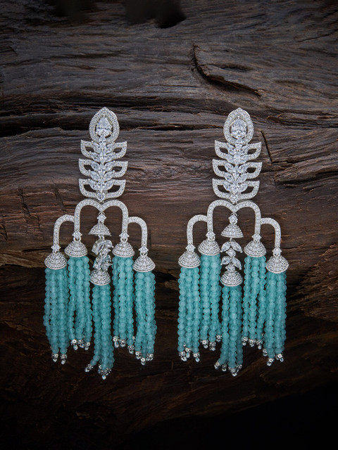 

Kushal's Fashion Jewellery Sea Green & Silver-Toned Contemporary Drop Earrings