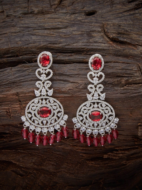 

Kushal's Fashion Jewellery Red Contemporary Jhumkas Earrings