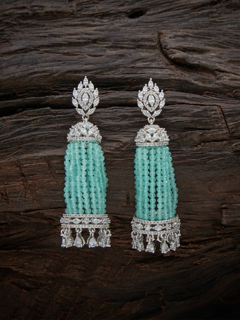 

Kushal's Fashion Jewellery Sea Green Contemporary Jhumkas Earrings