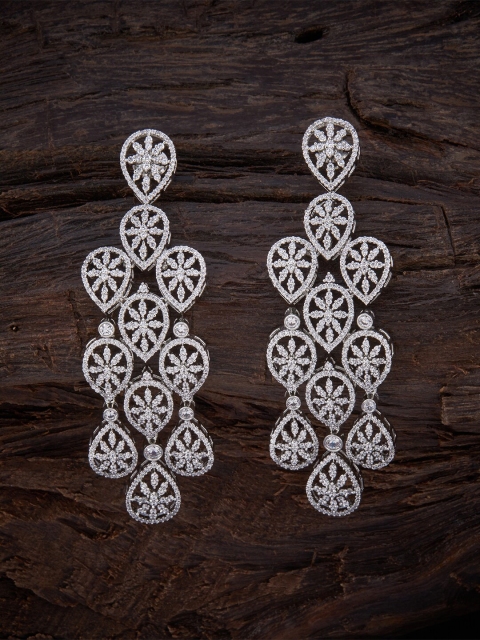 

Kushal's Fashion Jewellery Rhodium-Plated White Contemporary Drop Earrings