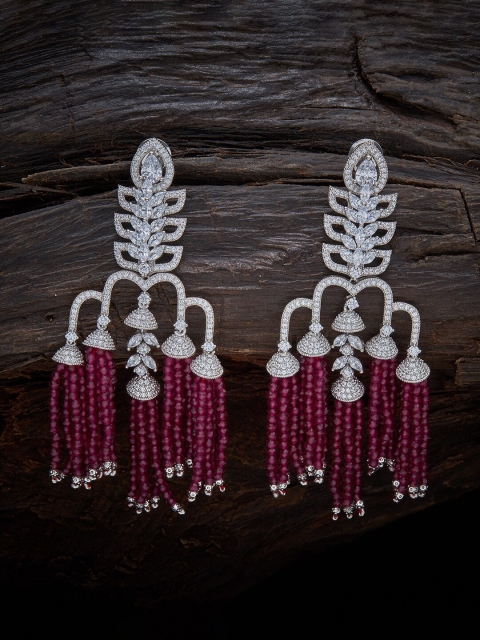 

Kushal's Fashion Jewellery Rhodium-Plated Red Contemporary Drop Earrings