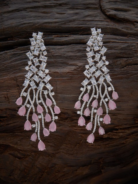 

Kushal's Fashion Jewellery Pink & Rhodium-Plated Contemporary Drop Earrings
