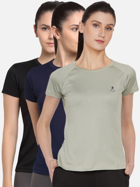 

ARMISTO Women Sea Green 3 Dri-FIT Slim Fit Training or Gym T-shirt