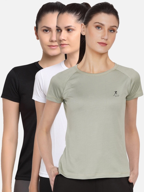 

ARMISTO Women Sea Green 3 Dri-FIT Applique Slim Fit Training or Gym T-shirt