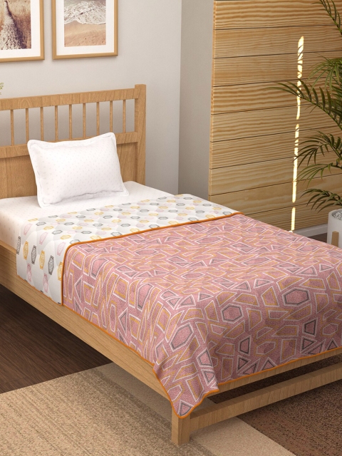 

Story@home White Geometric Printed AC Room 150 GSM Single Bed Dohar