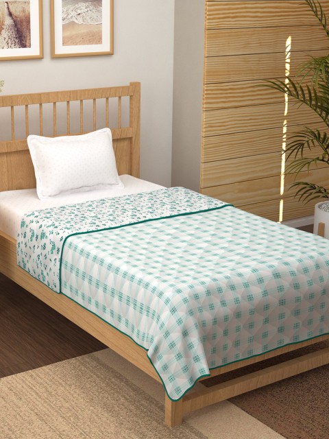 

Story@home Ocean Blue & White Checked AC Room 150 GSM Single Bed Dohar