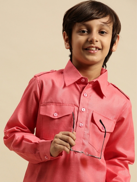 

Sanwara Boys Pink Pure Cotton Kurti with Dhoti Pants