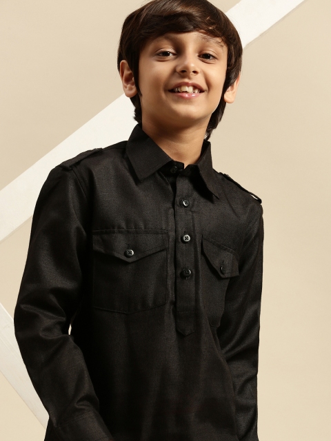 

Sanwara Boys Black & White Pure Cotton Pathani Kurta with Dhoti Pants