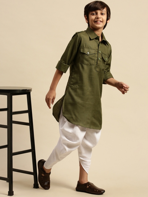 

Sanwara Boys Green Pure Cotton Kurta with Dhoti Pants