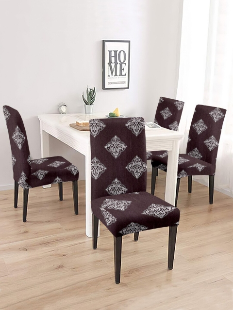 

Cortina Set Of 4 Brown & White Printed Chair Covers