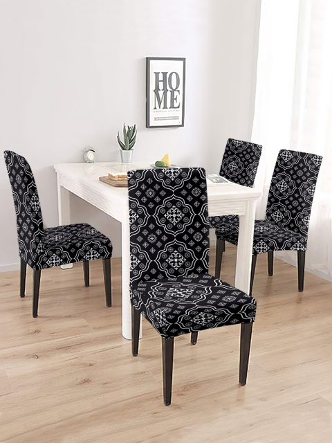 

Cortina Set Of 4 Black Printed Chair Covers