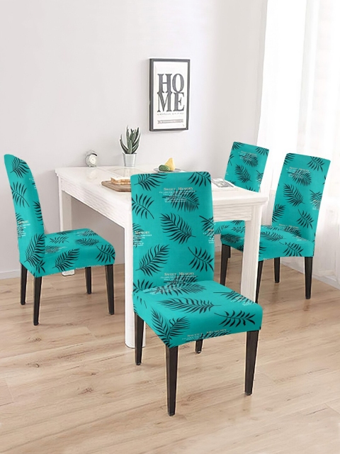 

Cortina Set Of 4 Blue & Black Printed Chair Covers