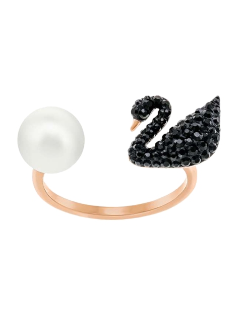 

SWAROVSKI Rose-Gold-Plated ICONIC SWAN:RING BLACK JET/ROS 58 Finger Ring