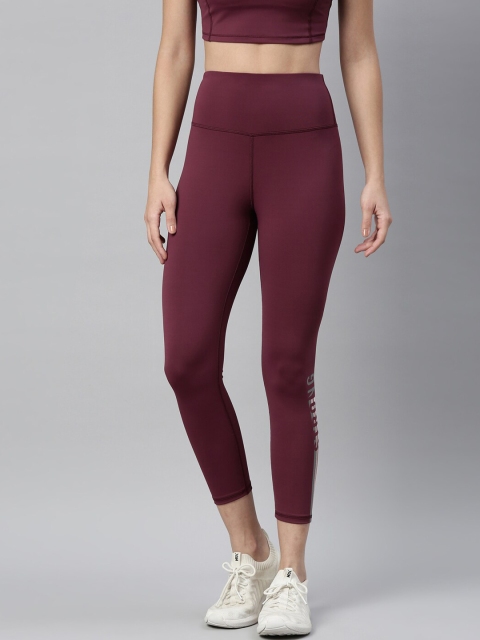 

Enamor Women Maroon Solid Hugged Fit Tights With Antimicrobial Technology