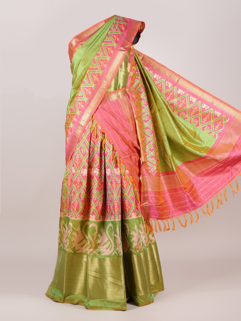 

Pothys Green & Pink Printed Unstitched Half Saree