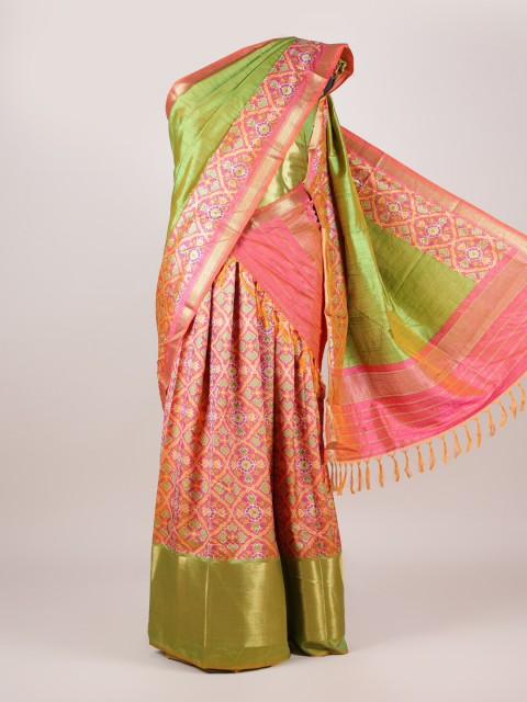 

Pothys Women Green & Pink Woven Design Unstitched Lehenga Choli with Dupatta