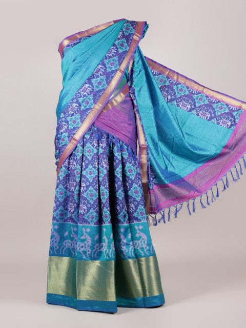 

Pothys Women Multicoloured Printed Unstitched Art Silk Lehenga Pawadai, Multi