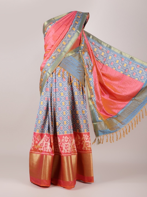 

Pothys Women Multicoloured Printed Unstitched Art Silk Lehenga Pawadai, Multi