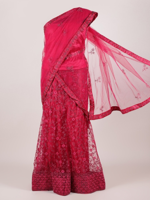 

Pothys Pink Embroidered Thread Work Semi-Stitched Half Saree