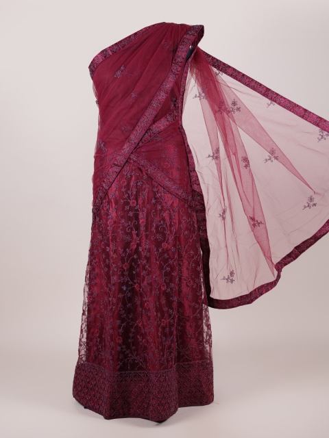 

Pothys Purple Embellished Semi-Stitched Lehenga & Unstitched Blouse With Dupatta