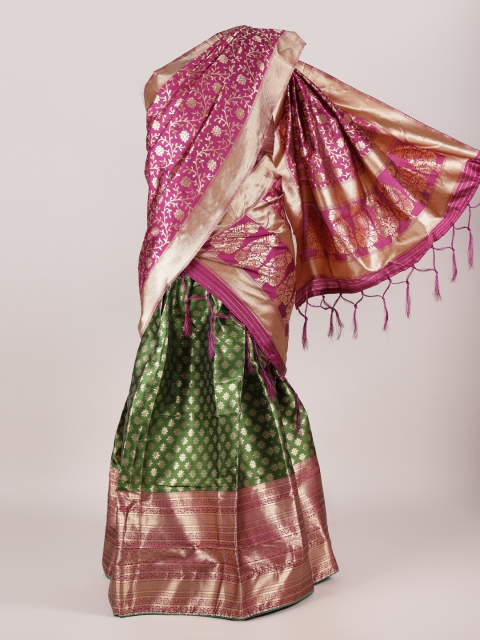 

Pothys Purple & Green Embellished Semi-Stitched Lehenga Choli with Dupatta