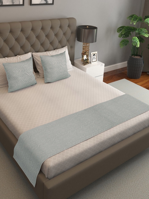 

S9home by Seasons Set of 3 Turquoise Blue Printed Bed Runner & Cushion Cover Set