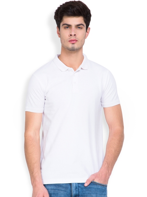 

HIGHLANDER Men White Solid Slim Fit Polo Collar T-shirt