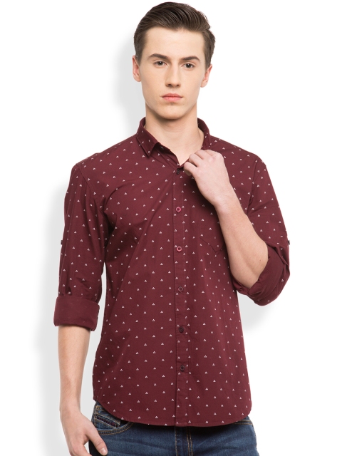 

HIGHLANDER Men Maroon Slim Fit Printed Casual Shirt