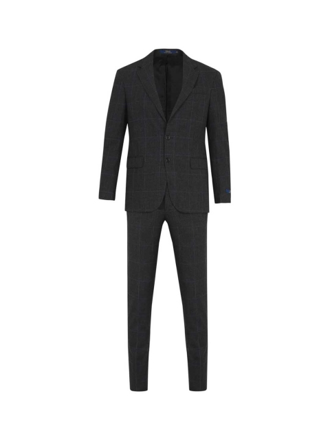 

Polo Ralph Lauren Men Dark Grey Checked Pure Wool Single-Breasted Suit