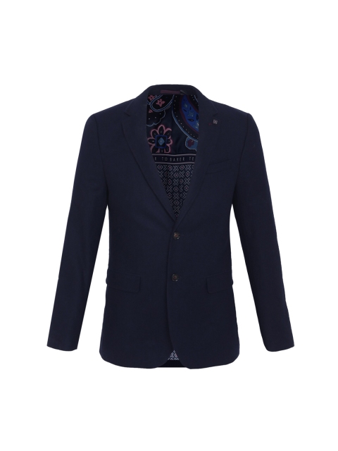 

Ted Baker Men Navy Blue Solid Single Breasted Wool Formal Blazer