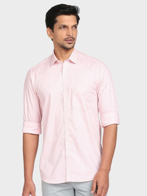 

ColorPlus Men Orange Tailored Fit Grid Tattersall Checks Checked Casual Shirt