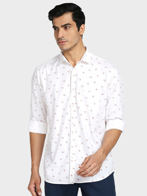

ColorPlus Men White Tailored Fit Conversational Printed Cotton Casual Shirt