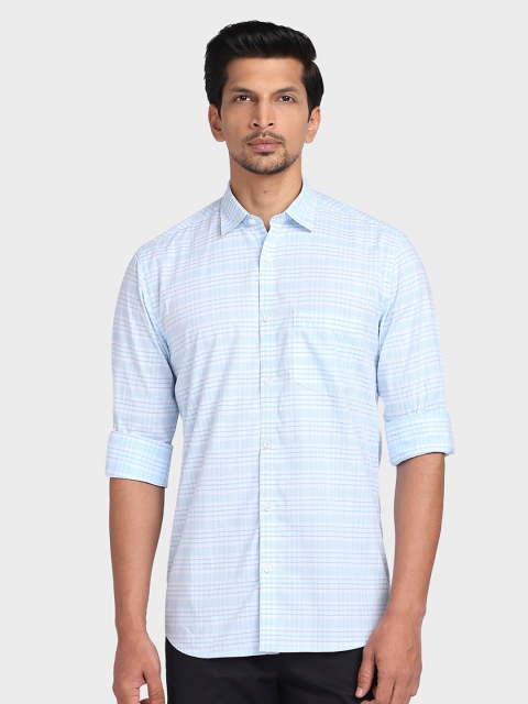 

ColorPlus Men Blue & White Tailored Fit Checked Cotton Casual Shirt