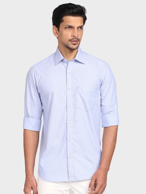 

ColorPlus Men Blue Tailored Fit Grid Tattersall Checks Checked Casual Shirt