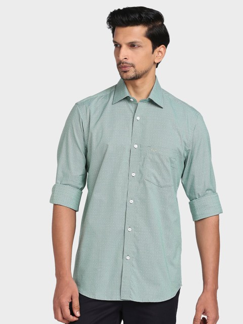 

ColorPlus Men Green Tailored Fit Printed Cotton Casual Shirt