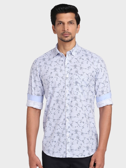 

ColorPlus Plus Size Men Blue Floral Printed Tailored Fit Cotton Casual Shirt