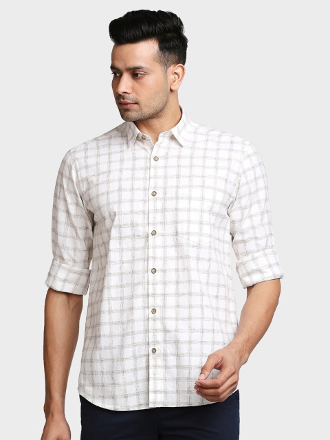 

ColorPlus Men Beige Tailored Fit Checked Cotton Casual Shirt
