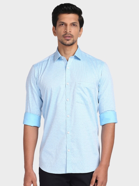 

ColorPlus Men Blue Slim Fit Checked Cotton Casual Shirt