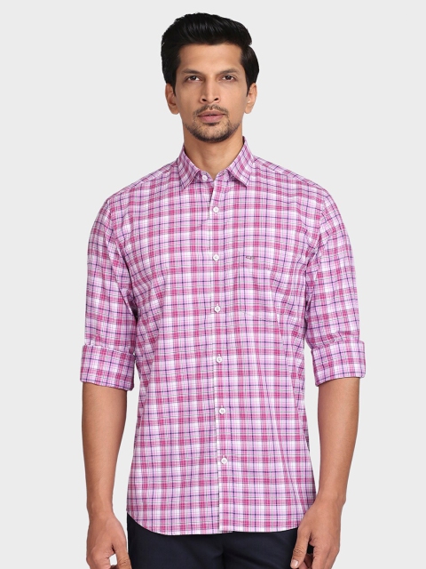 

ColorPlus Men Pink Tailored Fit Tartan Checked Cotton Casual Shirt