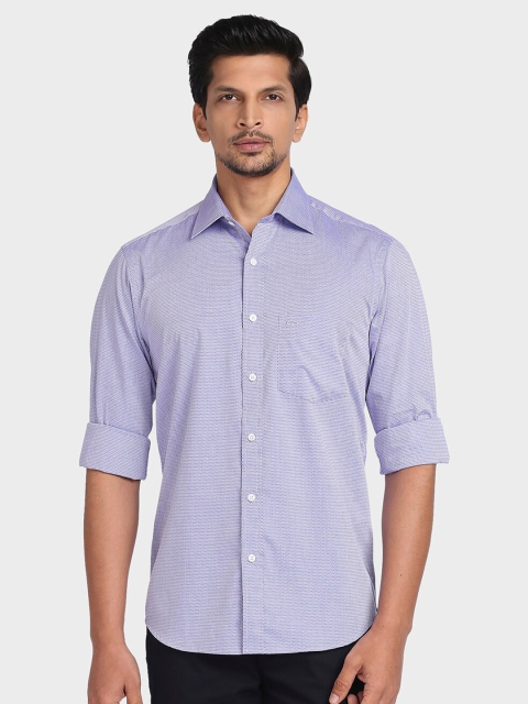 

ColorPlus Men Blue Tailored Fit Micro Checks Checked Cotton Casual Shirt