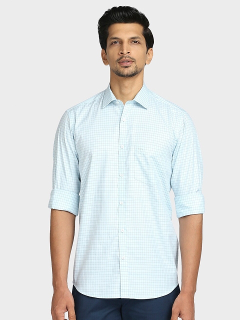

ColorPlus Men Blue Tailored Fit Checked Cotton Casual Shirt