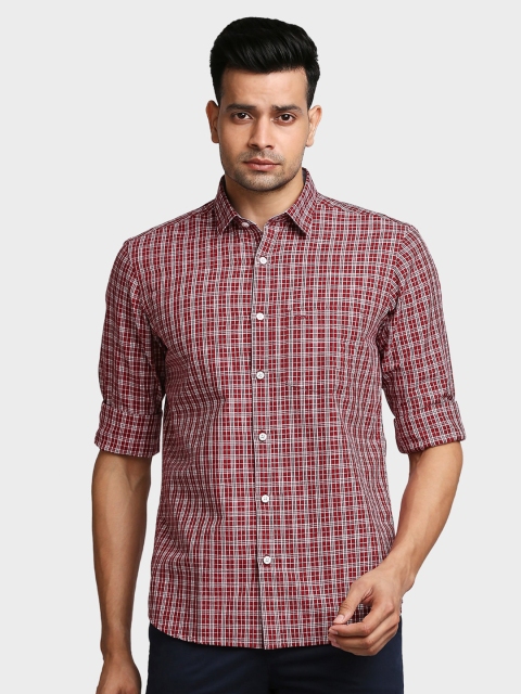 

ColorPlus Men Plus Size Maroon Tailored Fit Checked Cotton Casual Shirt