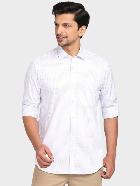 

ColorPlus Men White Tailored Fit Micro Ditsy Printed Casual Shirt