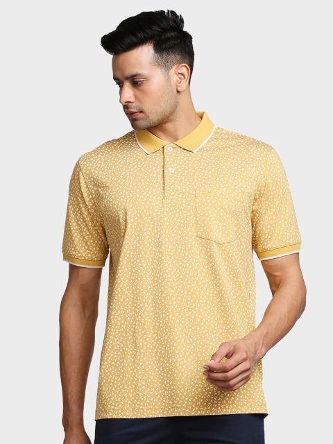 

ColorPlus Men Camel Brown Printed Polo Collar Regular Fit Cotton T-shirt