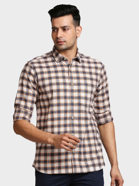 

ColorPlus Men Orange Tailored Fit Checked Cotton Casual Shirt