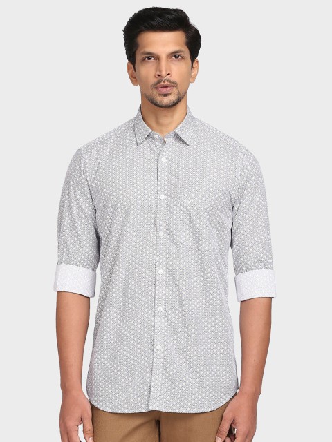 

ColorPlus Men Blue & White Tailored Fit Printed Cotton Casual Shirt