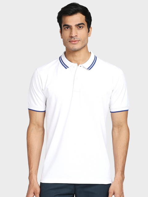 

ColorPlus Men Plus Size White Polo Collar Cotton T-shirt